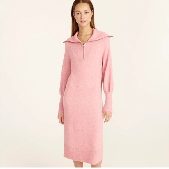J. Crew Re-Imagined Half-Zip Sweater Dress in Supersoft Yarn - Picture 1 of 11